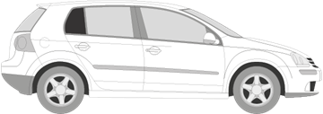 Afbeelding van Zijruit rechts Volkswagen Golf 5 deurs (DONKERE RUIT)