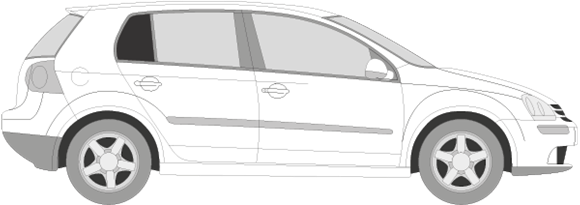 Afbeelding van Zijruit rechts Volkswagen Golf 5 deurs (DONKERE RUIT)