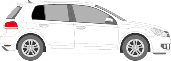 Afbeelding van Zijruit rechts Volkswagen Golf 5 deurs (DONKERE RUIT)