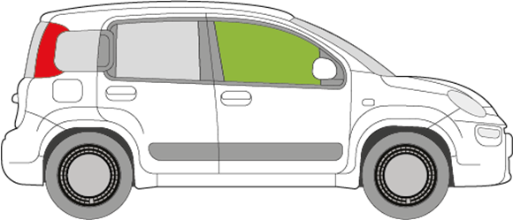 Afbeelding van Zijruit rechts Fiat Panda 5 deurs