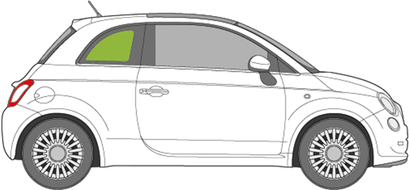 Afbeelding van Zijruit rechts Fiat 500 Cabrio (MET CHROOM)