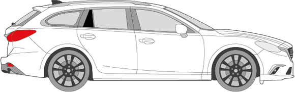 Afbeelding van Zijruit rechts Mazda 6 break (DONKERE RUIT)