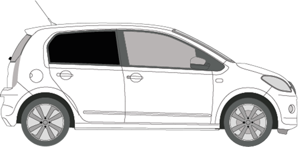 Afbeelding van Zijruit rechts Skoda Citigo 5 deurs (DONKERE RUIT)