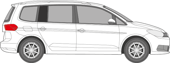 Afbeelding van Zijruit rechts Volkswagen Touran (DONKERE RUIT) 