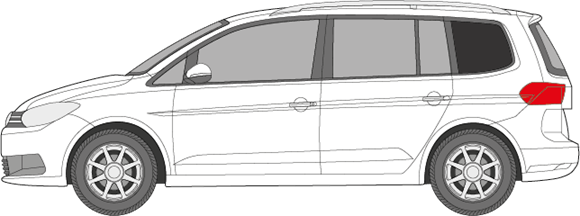 Afbeelding van Zijruit links Volkswagen Touran (DONKERE RUIT) 