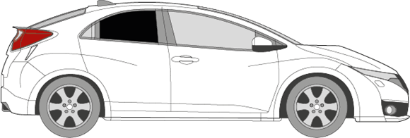 Afbeelding van Zijruit rechts Honda Civic 5 deurs (DONKERE RUIT)