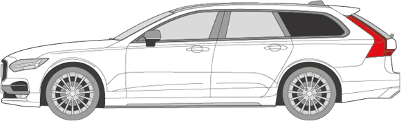 Afbeelding van Zijruit links Volvo V90 (DONKERE RUIT)