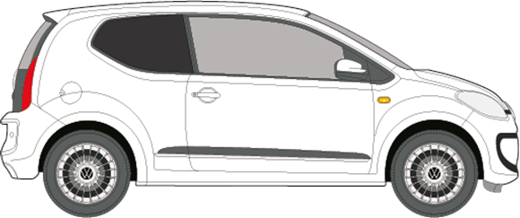 Afbeelding van Zijruit rechts Volkswagen UP! 3 deurs (DONKERE RUIT)