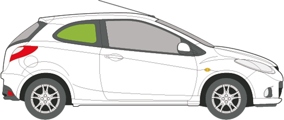 Afbeelding van Zijruit rechts Mazda 2 3 deurs 