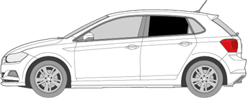Afbeelding van Zijruit links Volkswagen Polo 5 deurs (DONKERE RUIT)