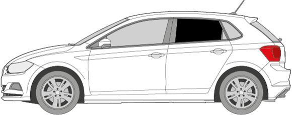 Afbeelding van Zijruit links Volkswagen Polo 5 deurs (DONKERE RUIT)