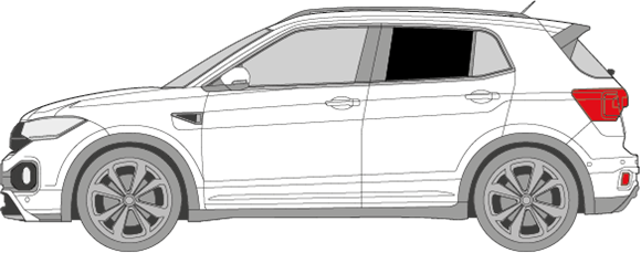 Afbeelding van Zijruit links VW T-Cross (DONKERE RUIT)