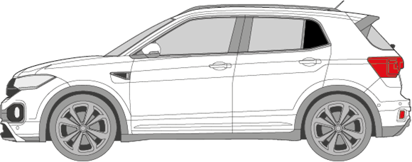 Afbeelding van Zijruit links VW T-Cross (DONKERE RUIT)